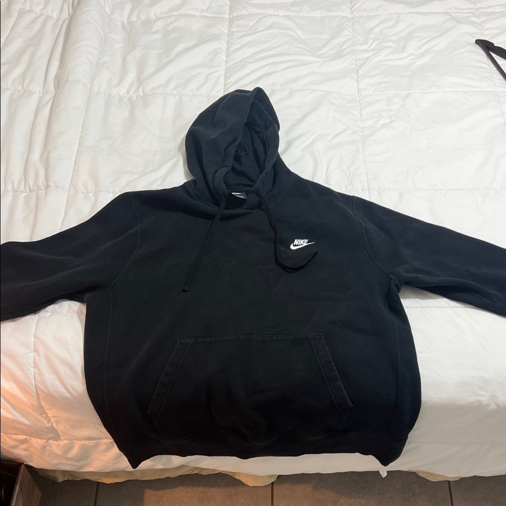 Nike Black Crewneck Pullover Hoodie with White Logo